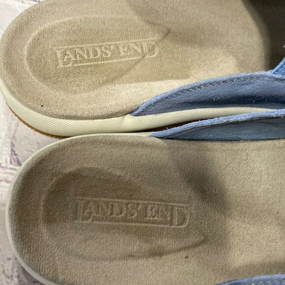Lands End Leather Slide Mules Blue 6 Wide - Picture 8 of 11